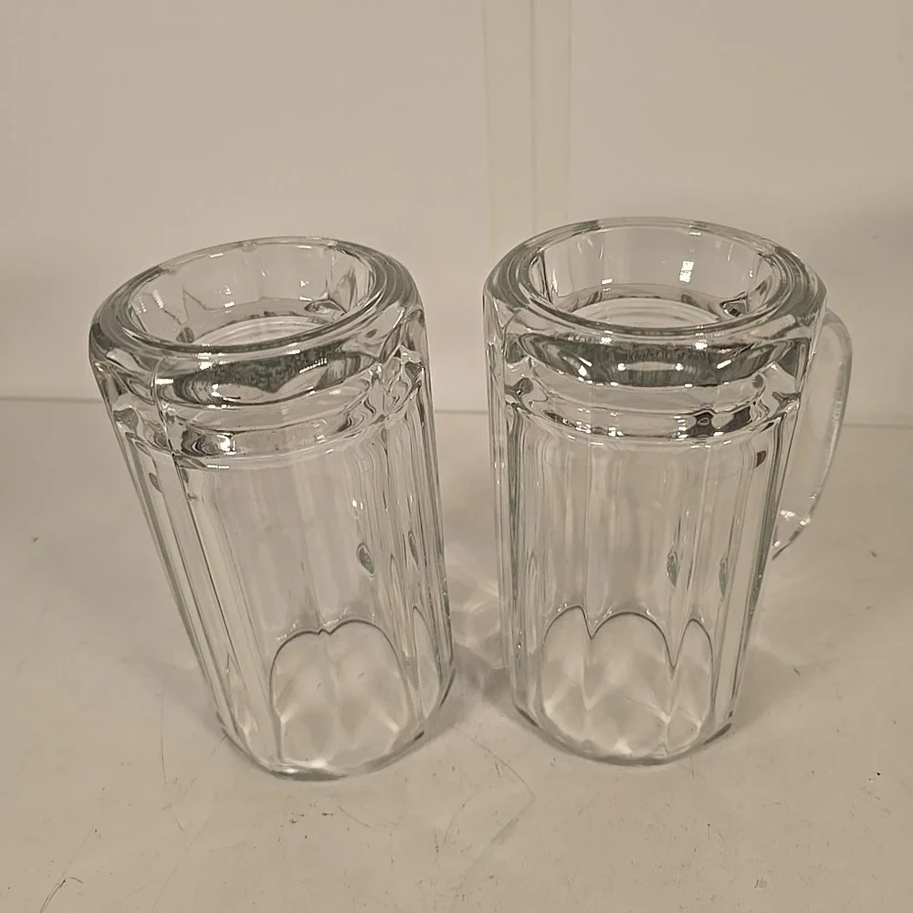 Vintage LIBBEY Beer Mug Thick Heavy‎ 10 Panel Glass 5.25